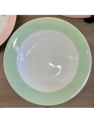 Deep plate / Soup plate / Pasta plate - Boch - décor with a green pastel rim