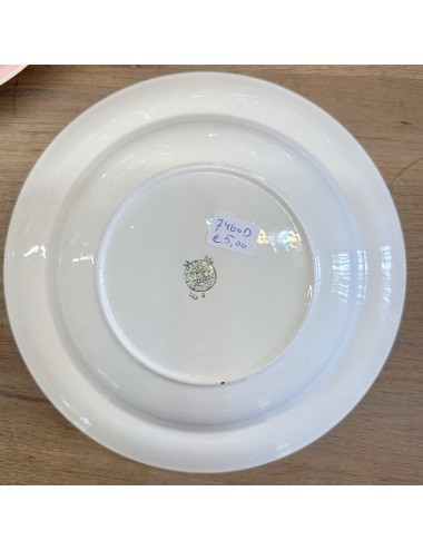 Deep plate / Soup plate / Pasta plate - Boch - décor with a green pastel rim