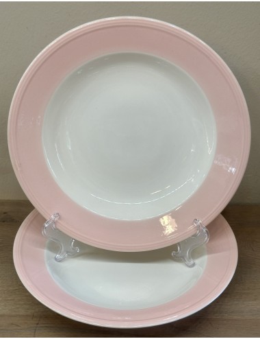 Diep bord / Soepbord / Pastabord - Boch - décor met een oud-roze pastelkleurige rand