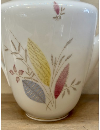 Coffee pot / teapot - porcelain - Bavaria / Wunsiebel - décor CLAUDIA with coloured stylised leaves