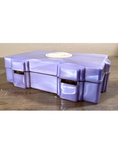 Box of original soaps - vintage early plastic - cream cameè with woman's head in lilac colour