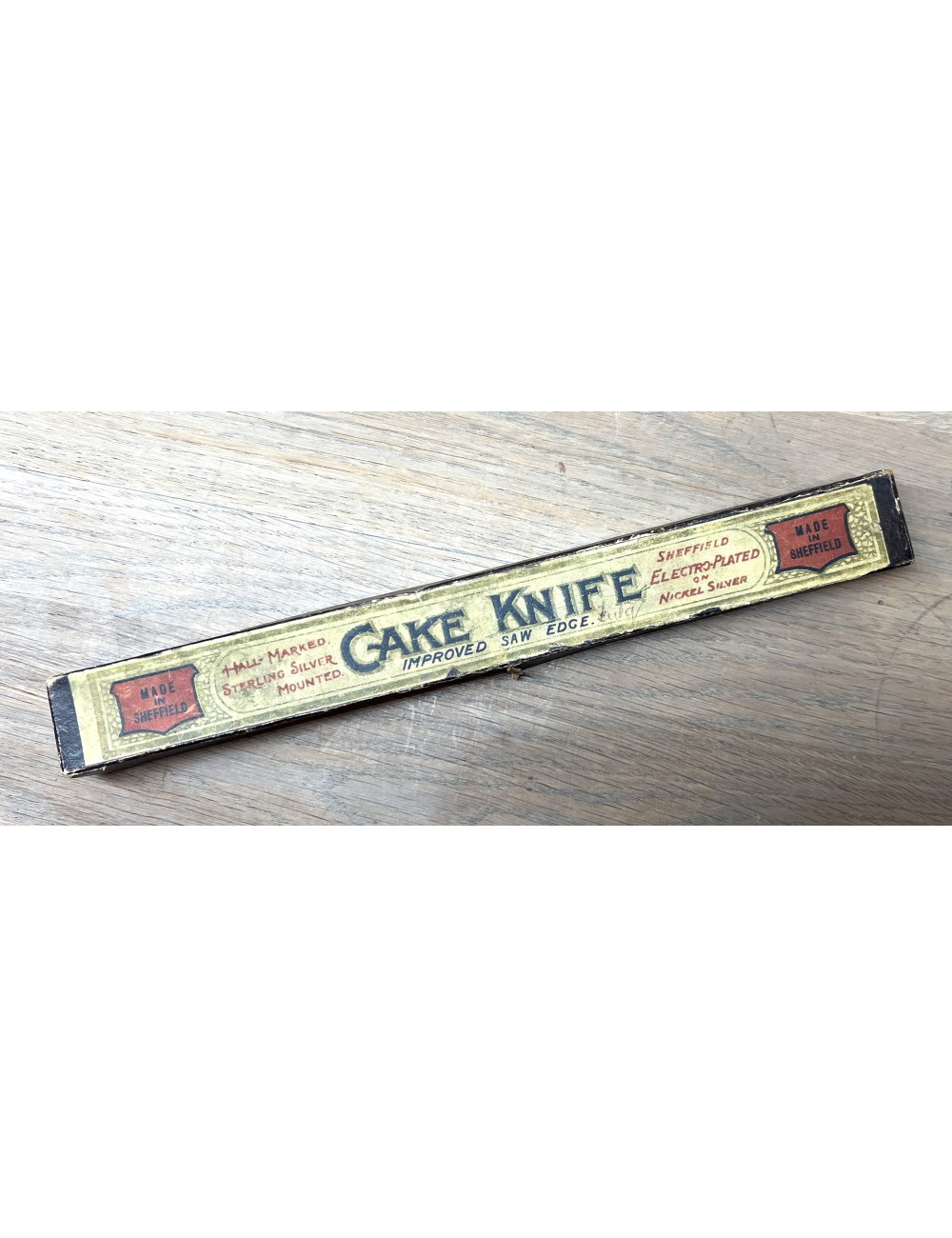 Cakemes / Cake Knife - Sheffield - Electro Plated Nickel Silver (EPNS) - heft uitgevoerd in appelblauw/zeegroen kleur