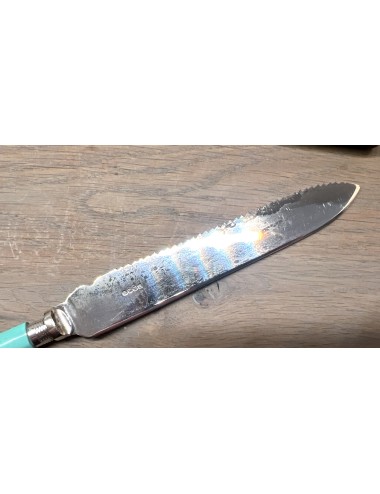 Cakemes / Cake Knife - Sheffield - Electro Plated Nickel Silver (EPNS) - heft uitgevoerd in appelblauw/zeegroen kleur