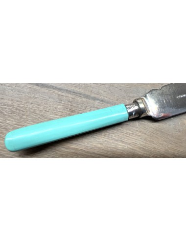 Cakemes / Cake Knife - Sheffield - Electro Plated Nickel Silver (EPNS) - heft uitgevoerd in appelblauw/zeegroen kleur