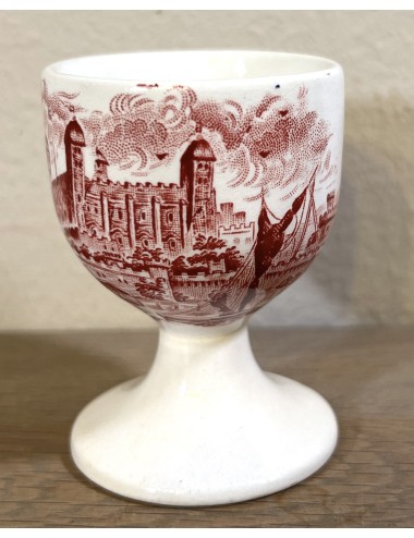 Egg cup - unmarked - décor in red with image castle