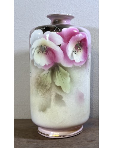 Vase - Crownford 9560 / Made in England - décor of pink flowers on light background