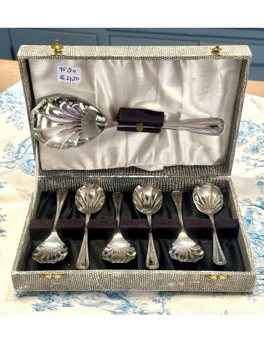 Fruit spoons / Dessert spoons - 7-piece set - in grey mottled box - Sipelia E.P.N.S