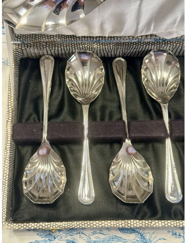 Fruit spoons / Dessert spoons - 7-piece set - in grey mottled box - Sipelia E.P.N.S