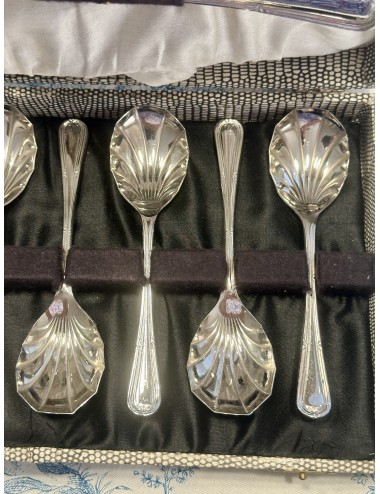 Fruit spoons / Dessert spoons - 7-piece set - in grey mottled box - Sipelia E.P.N.S