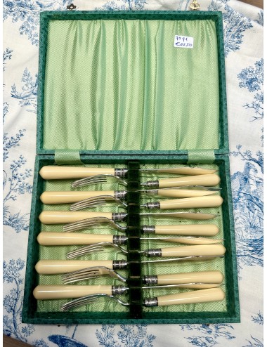 Fish cutlery / Fish Couvert - 12-piece / 6-person - E.P.-E&S - with ivory/cream fauxbone/fauxivoire handle