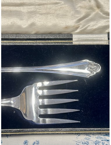 Fish knife or Cake Knife (or scoop) including wide fork - in black box - made of E.P.N.S.