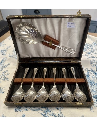 Fruit spoons - 7-piece set - in box - 6x small spoon and 1x large spoon - Sipelia Nickel Plate