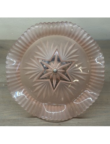 Presentation dish / Biscuit dish - model executed in pink frosted glass on chrome base