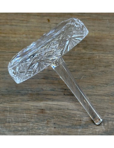 Ring stand - illegibly marked with ? and England - executed in cut crystal glass with high centre section