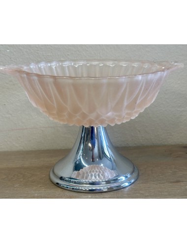 Sugar bowl - made in pink coloured frosted glass on a chrome base