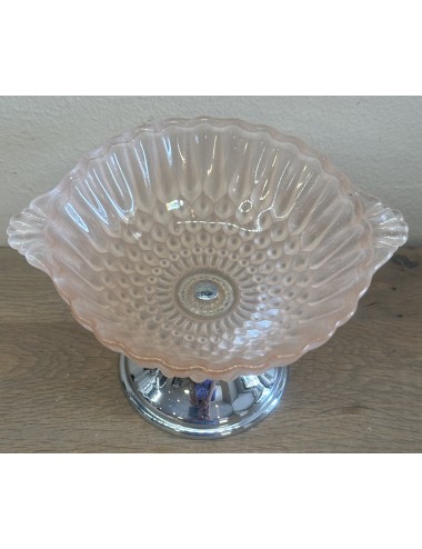 Sugar bowl - made in pink coloured frosted glass on a chrome base