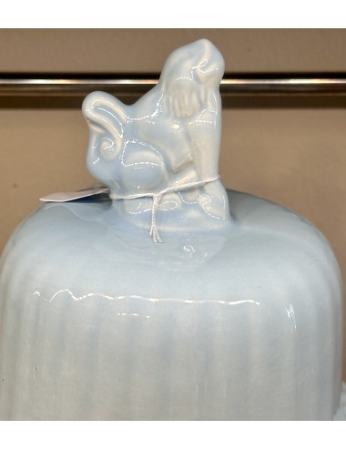 Lid vase - Boch - executed in all-light blue with monkey(?) as lid knob