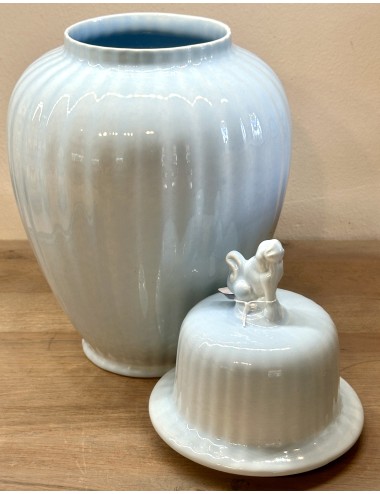 Lid vase - Boch - executed in all-light blue with monkey(?) as lid knob