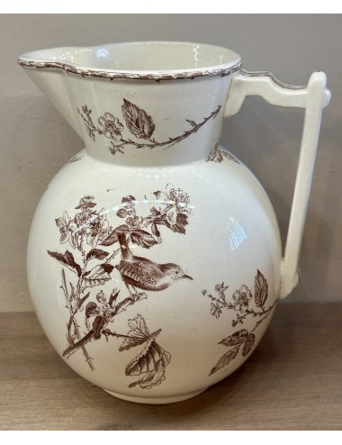 Water jug - unmarked - décor executed in brown with branches and birds