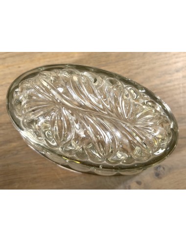 Pudding Mould / Jello-Mould - oval glass model with kind of swirled bottom