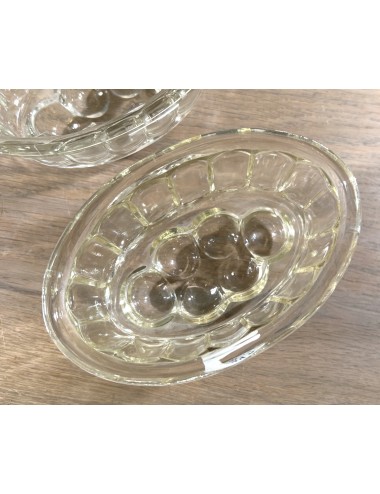 Pudding Mould / Jello-Mould - oval glass model with circles/bumps in the bottom