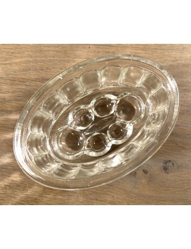 Pudding Mould / Jello-Mould - oval glass model with circles/bumps in the bottom