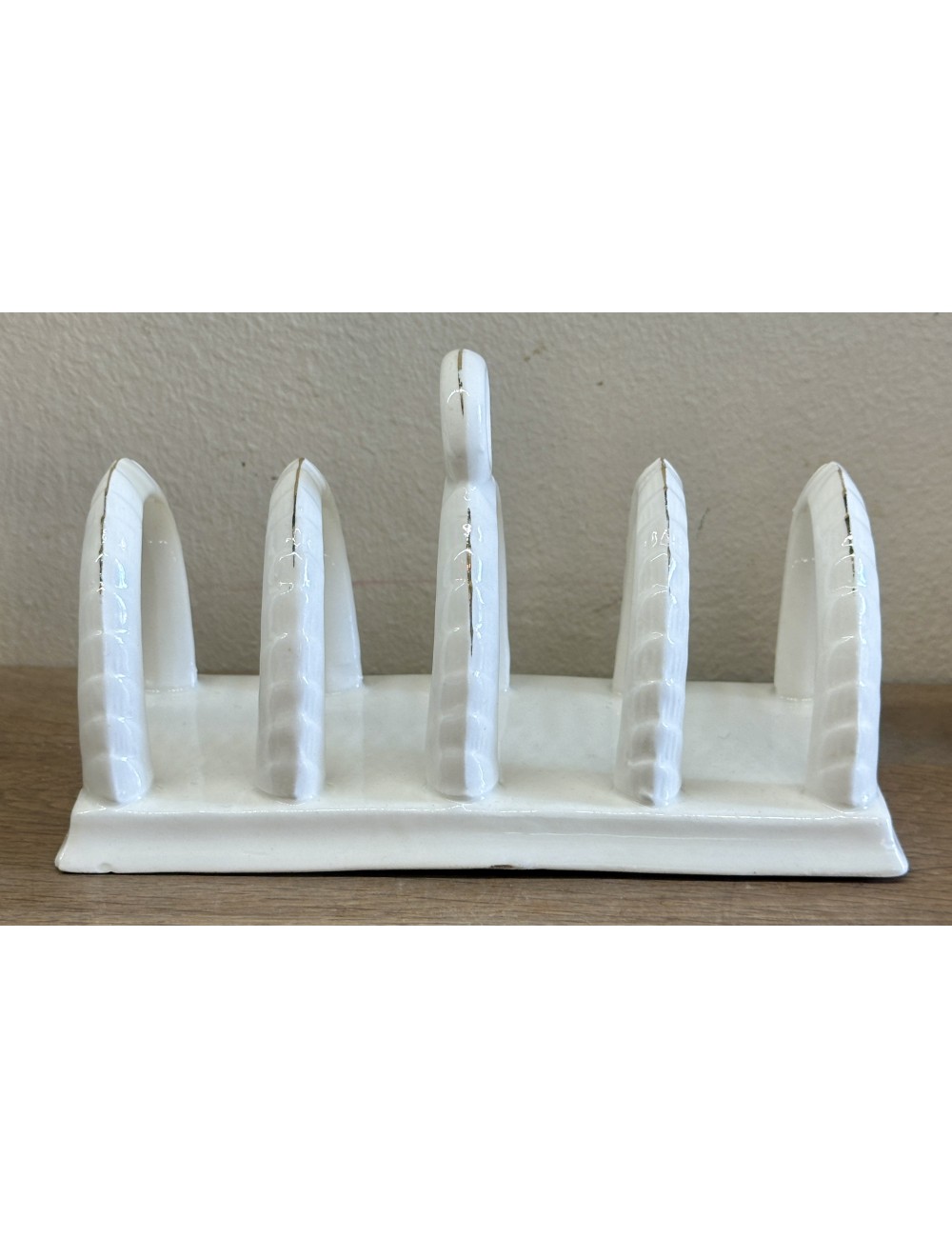 Toast rack - marked FOREIGN - finished in cream with gold accents