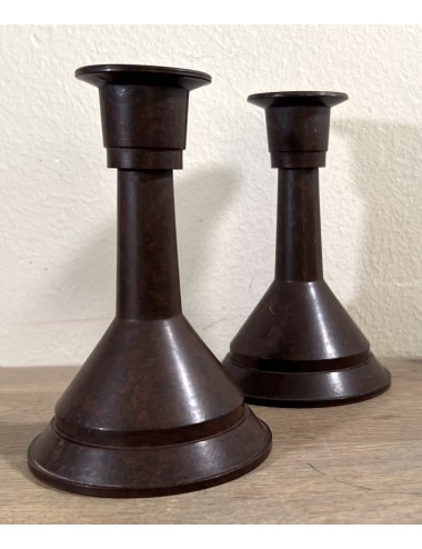 Candlestick / Candle holder - finished in brown mottled bakelite