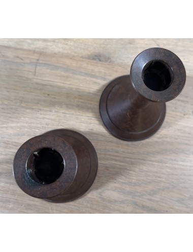 Candlestick / Candle holder - finished in brown mottled bakelite