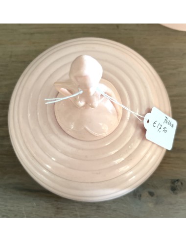 Early plastic poederdoos met afneembaar bovenstuk - Betterware Regd. Design - handgreep gevormd naar ballerina